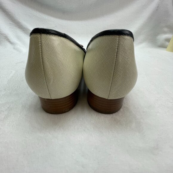 Vintage Salvatore Ferragamo Womens Ivory Leather Loafers Woven Buckle - Picture 4 of 9